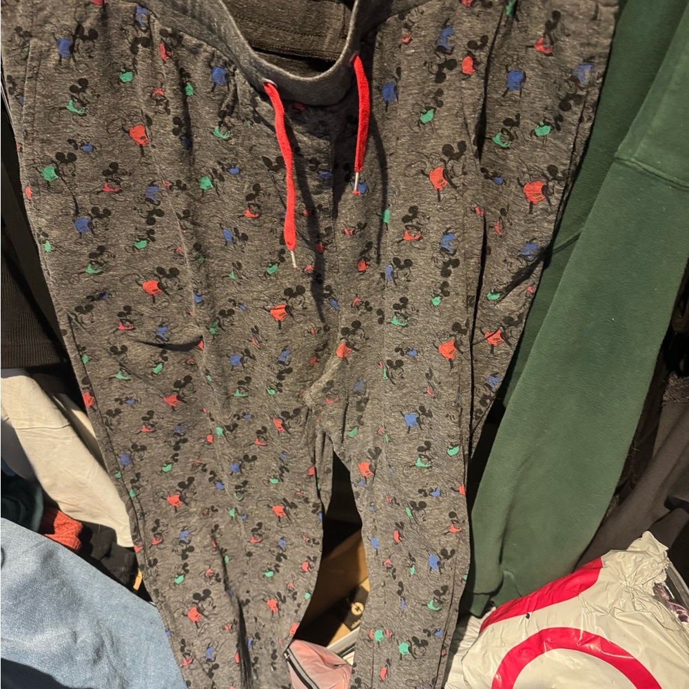 Disney Gray Joggers with Red and Blue Mickey Mouse